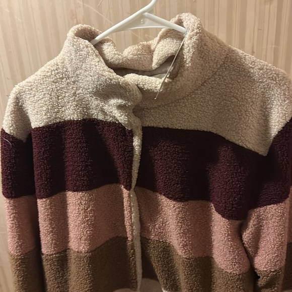 NWT! Mod-O-Doc Teddy Sherpa Color Block Funnel Neck Jacket - Picture 5 of 9